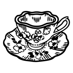 Organic teacup design filled stroke