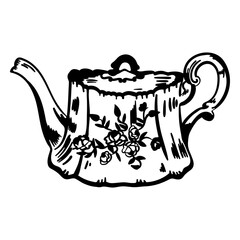 Old teapot design filled stroke