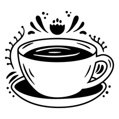 Ornamented coffee cup filled stroke