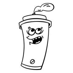 Playful cartoon coffee cup illustration