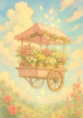 Whimsical floating flower cart