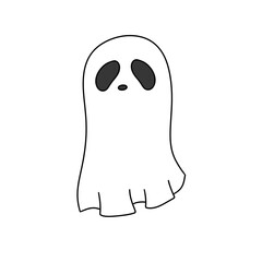A ghost with a black nose and black eyes