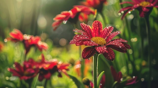 Close-Up of Blossoms: Delicate Petals, Stamens, and Romantic Glow