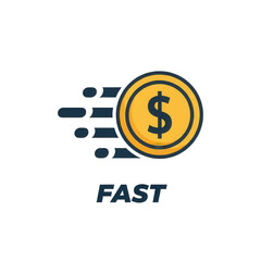 Fast money dollar coin icon isolated on transparent background