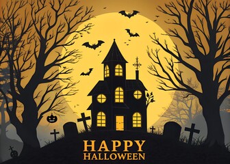 Spooky Halloween Scene with Castle