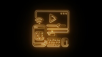 glowing neon streaming free icon isolated, futuristic media flow, interactive digital design, modern broadcast technology, hd video motion graphic animation - Powered by Adobe