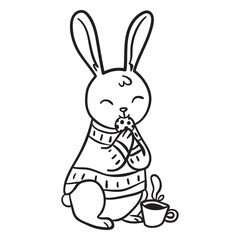 Animals stroke rabbit