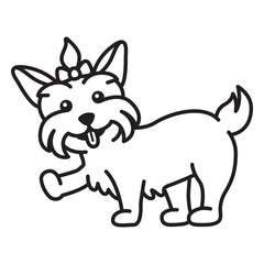 Black and white silhouette of a dog stroke