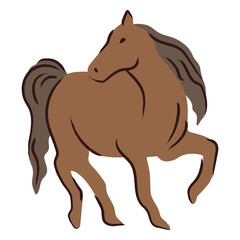 Brown horse galloping swiftly