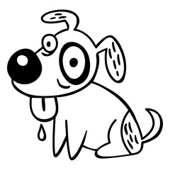Cartoon filled stroke dog with tongue out