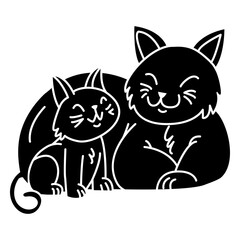 Cat and her kitten flat