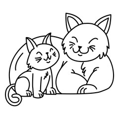 Cat and her kitten stroke