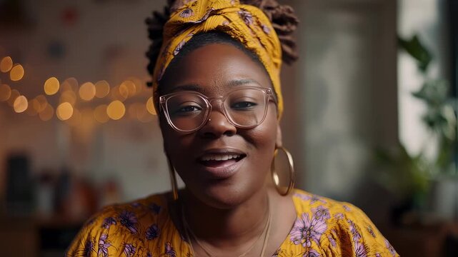Medium shot capturing a project leads face focused and expressive during a virtual meeting on intersectional inclusion while the screen and surrounding environment remain softly