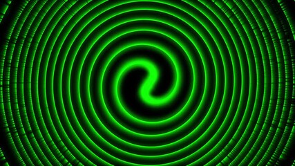 Vibrant abstract green spiral vortex with glowing concentric circles, hypnotic background animation