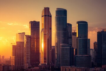 Fototapeta premium City skyline at sunset