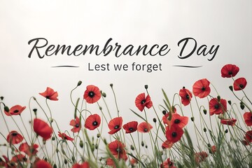 Remembrance Day Poppies with Lest We Forget Message for Memorial and Veteran s Day