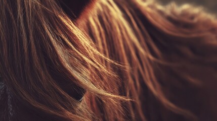 Naklejka premium Close-up view of flowing auburn hair.
