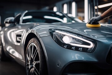 Car Detailing Specialist Polishing Luxury Vehicle Paint Surface For Ultimate Shine And Protection in Automotive Industry