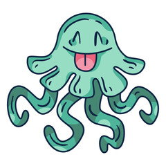 Jellyfish with tongue out cartoon