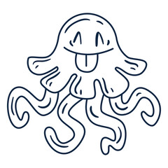 Jellyfish with tongue out stroke