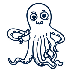Octopus with a coffee cup