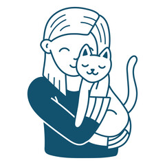 Playful cat and owner illustration design