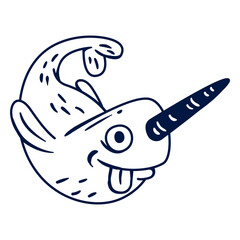Silly narwhal filled stroke © Vexels
