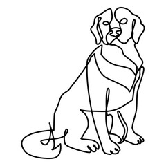 Sitting dog line drawing