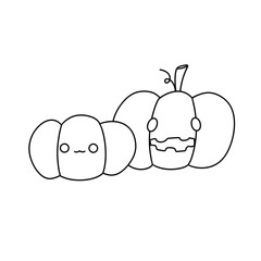 Two pumpkins with one of them having a face