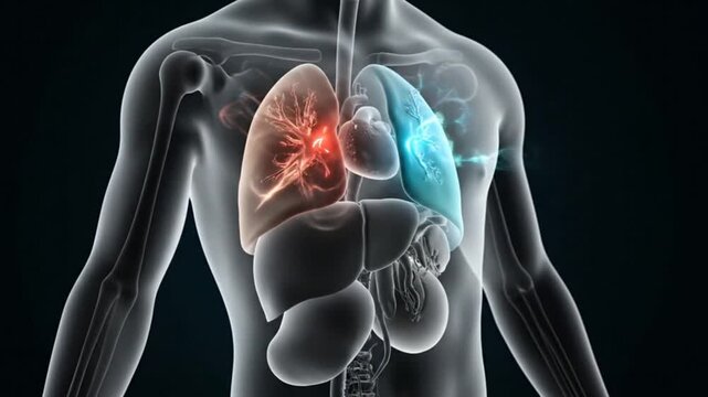 Human Lungs internal organ animation in medical animation