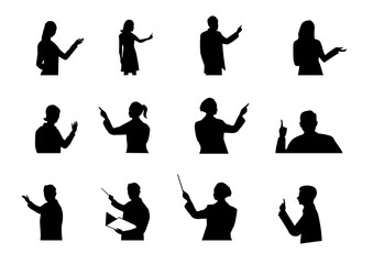 指さす人物のシルエット