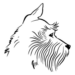 Stylized dog profile line art design