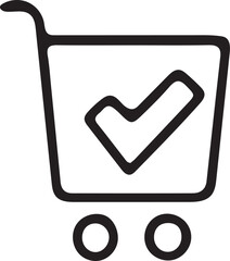 Shopping Cart Icon: Hand-drawn Style Check Mark, Successful Purchase, Online Order Confirmation