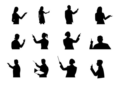 指さす人物のシルエット