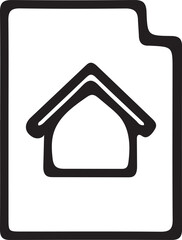 Bold Black Line Art Icon: Home Document File, Simple Housing Symbol, Minimalist Design