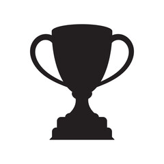 Black trophy cup silhouette isolated on white background. Vector illustration symbolizing victory, success, achievement, championship, competition award, or recognition of excellence.