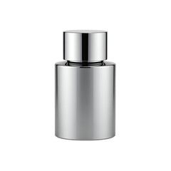 Polished chrome cylindrical bottle with a lid.