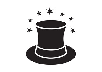 A magic hat silhouette black vector white background