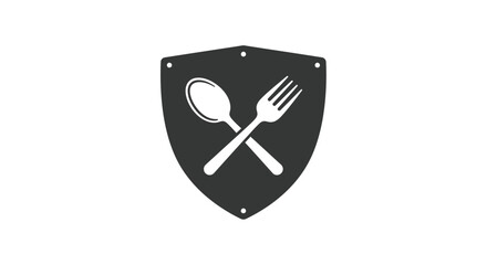 Shield Icon with Spoon and Fork - Symbolizing Food Protection