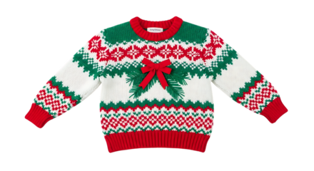 Ugly christmas sweater with bow isolated on transparent background