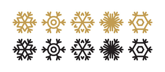 Snowflake icons. Modern snowflakes signs