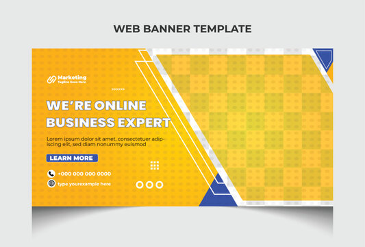 Corporate business marketing social media web banner template and youtube thumbnail template design. Business promotion web banner or video thumbnail template design.