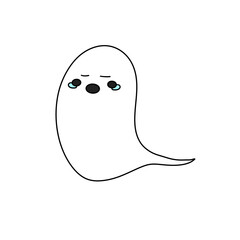 A ghost is crying on a white background