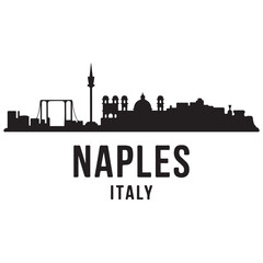Obraz premium Naples skyline horizontal banner. Naples, Italy. Vector template for your design. Vector black silhouette. with white background