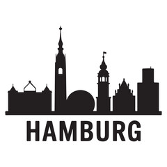 Fototapeta premium Hamburg skyline horizontal banner. Hamburg, Germany. Vector template for your design. Vector black silhouette. with white background