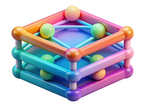 Abstract isometric structure gradients soft lighting smooth surfaces geometric arrangement artistic illustration 3d rendering plastic style icon on transparent background