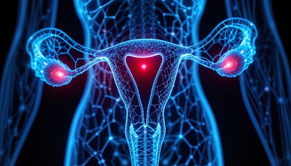 Detailed illustration of a female reproductive system highlighting potential issues.