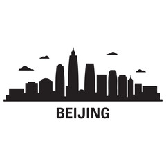 Obraz premium Beijing skyline silhouette. Vector illustration. Vector black silhouette. with white background