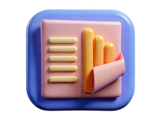 Business report icon growing chart financial data list sales analytics information pastel colors 3d rendering plastic style icon on transparent background