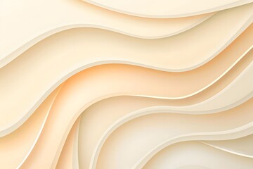 Obraz premium Abstract layered illustration featuring soft curves and flowing lines in warm beige and cream tones, creating a soothing and modern visual experience with copy space
